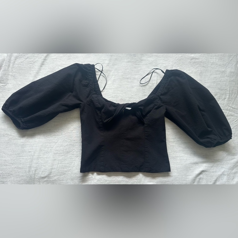 1. State Black Puff Sleeve Blouse